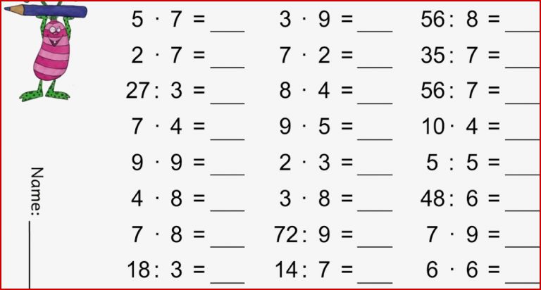 Einmaleins Test Zum Ausdrucken