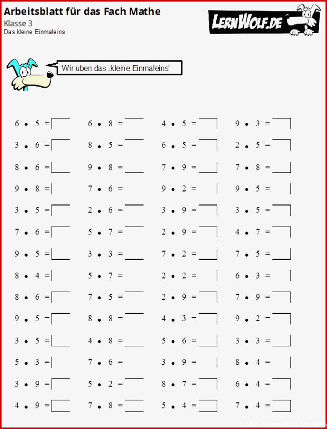 Einmaleins Test Zum Ausdrucken