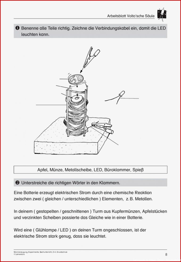 Elektrischer Strom Sachkunde 4 Klasse Strom Arbeitsblätter