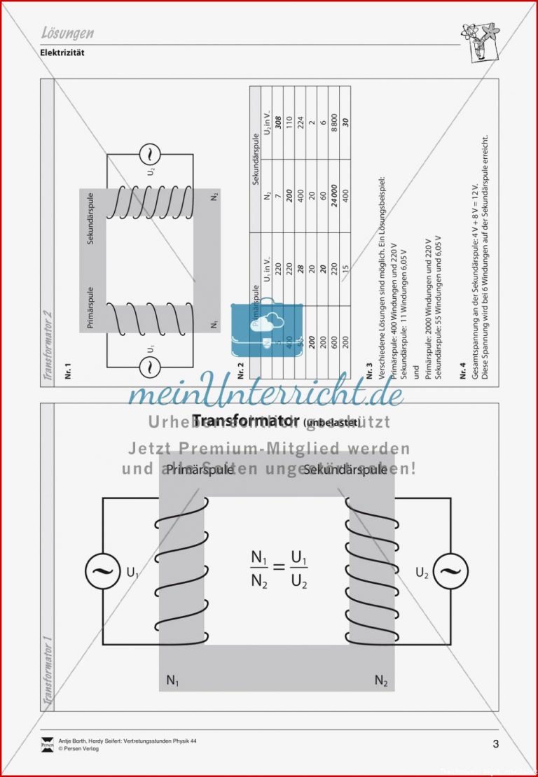 Elektrizität Transformator Meinunterricht