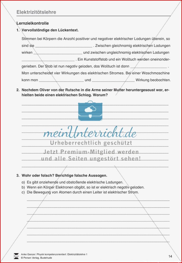 Elektrizitätslehre Magnetismus Test Lernzielkontrolle