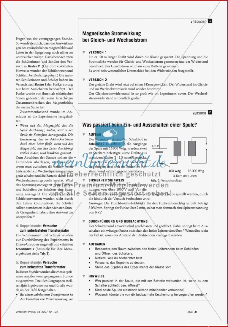 Elektrizitätslehre Unterrichtseinheit über