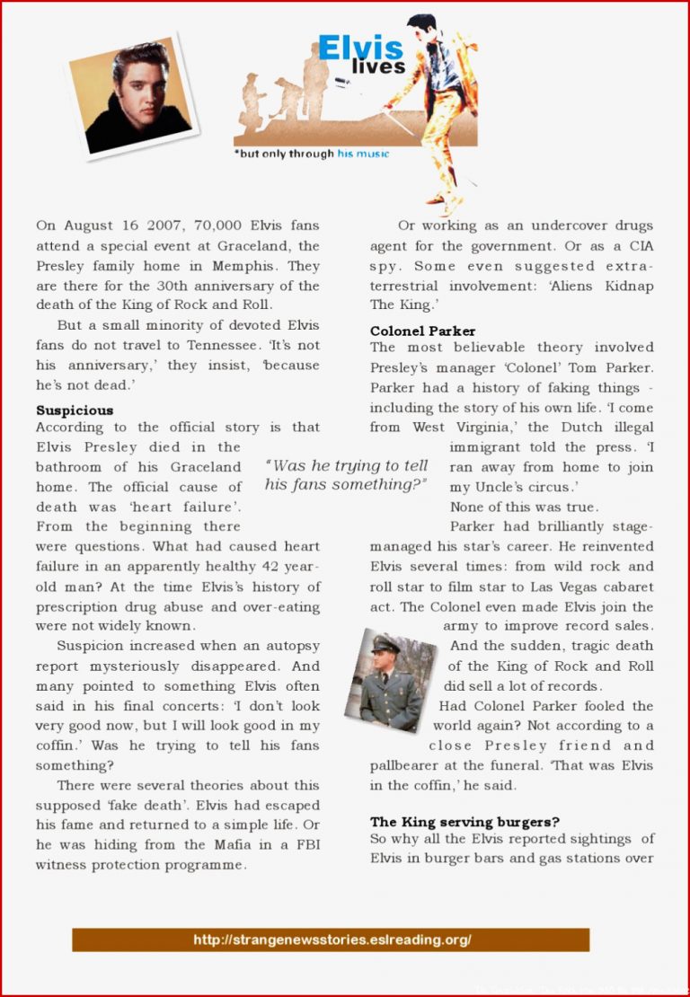 Elvis Lives Article & Worksheet by Kieran McGovern Issuu