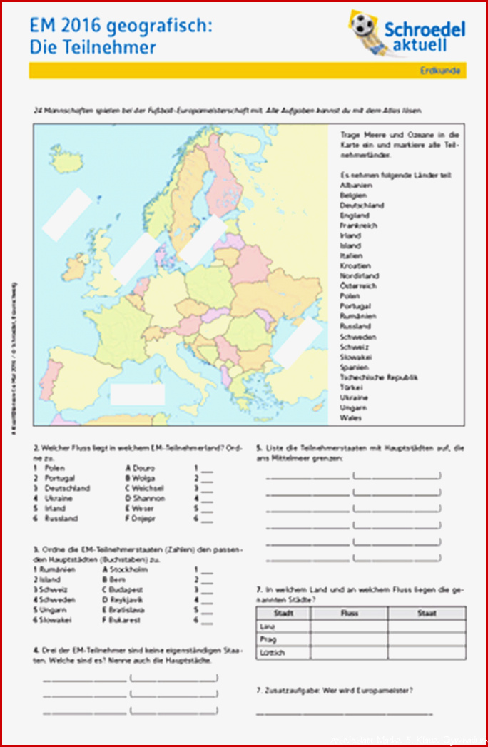 EM 2016 geografisch Die Teilnehmer Erdkunde ab Klasse