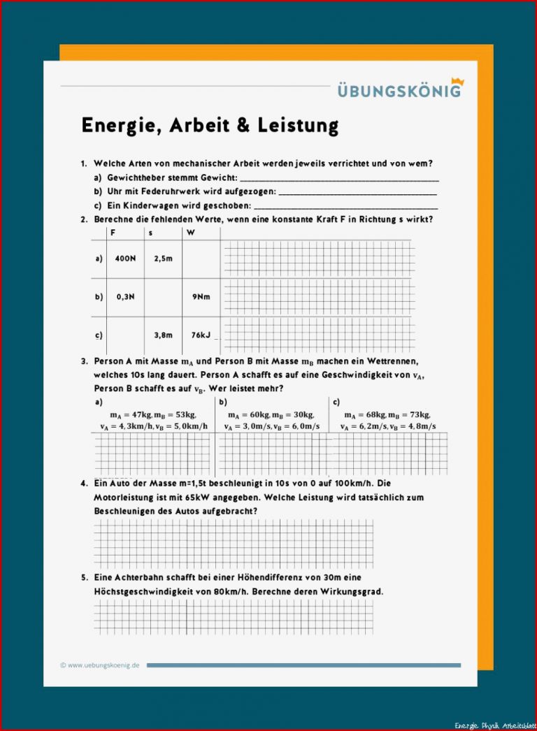 Energie Arbeit und Leistung