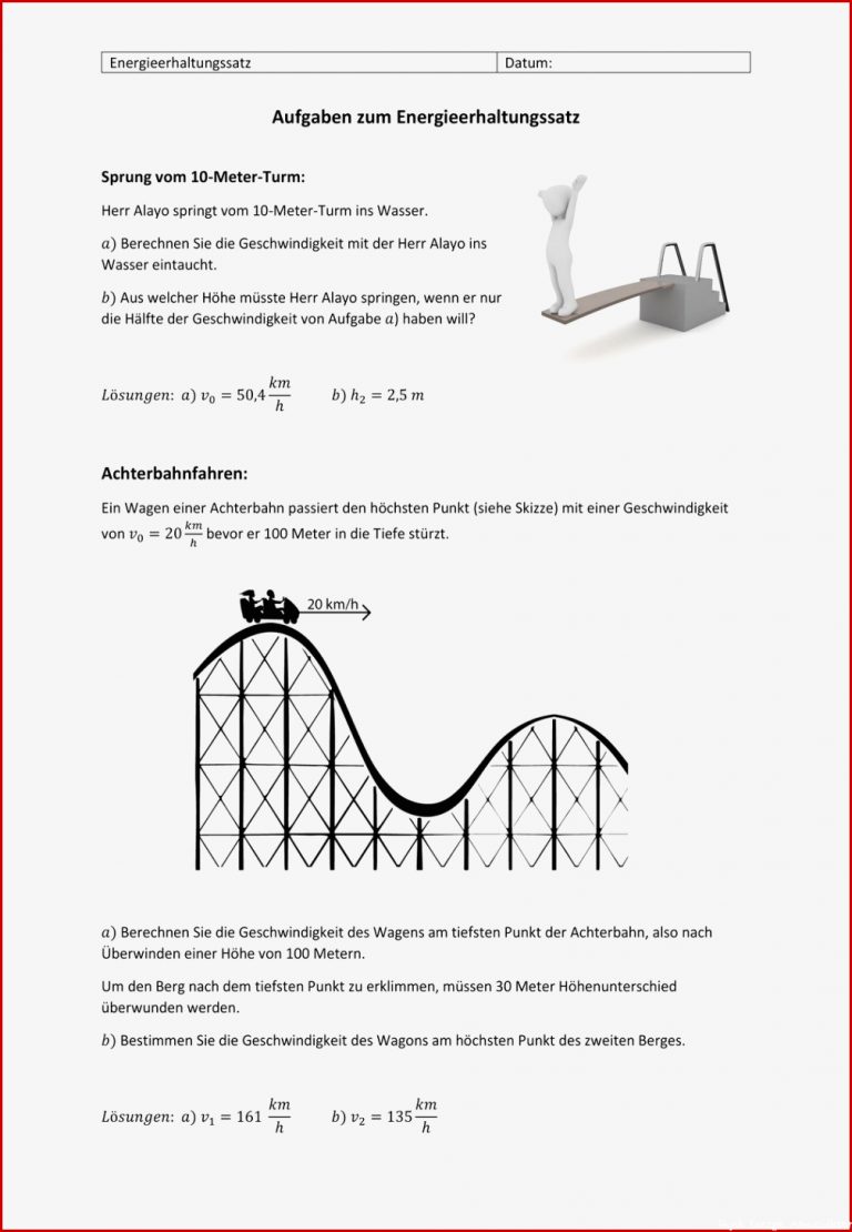 Energieerhaltungssatz Potentielle Und Kinetische Energie