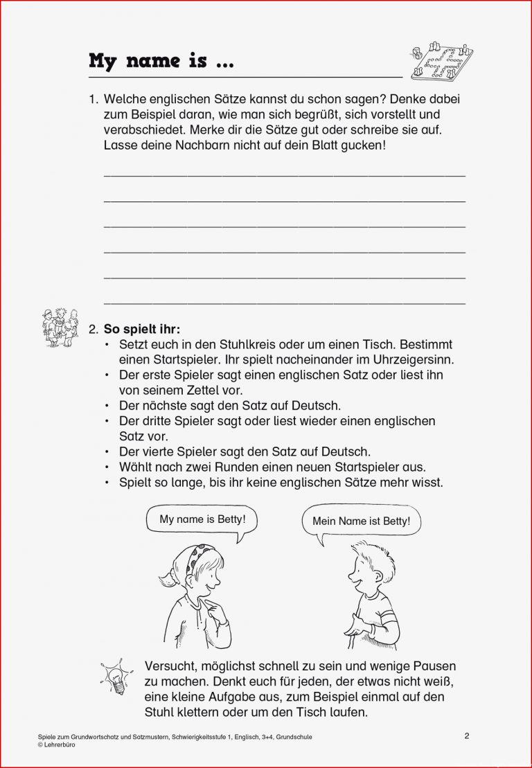 Englisch · Arbeitsblätter · Grundschule · Lehrerbüro