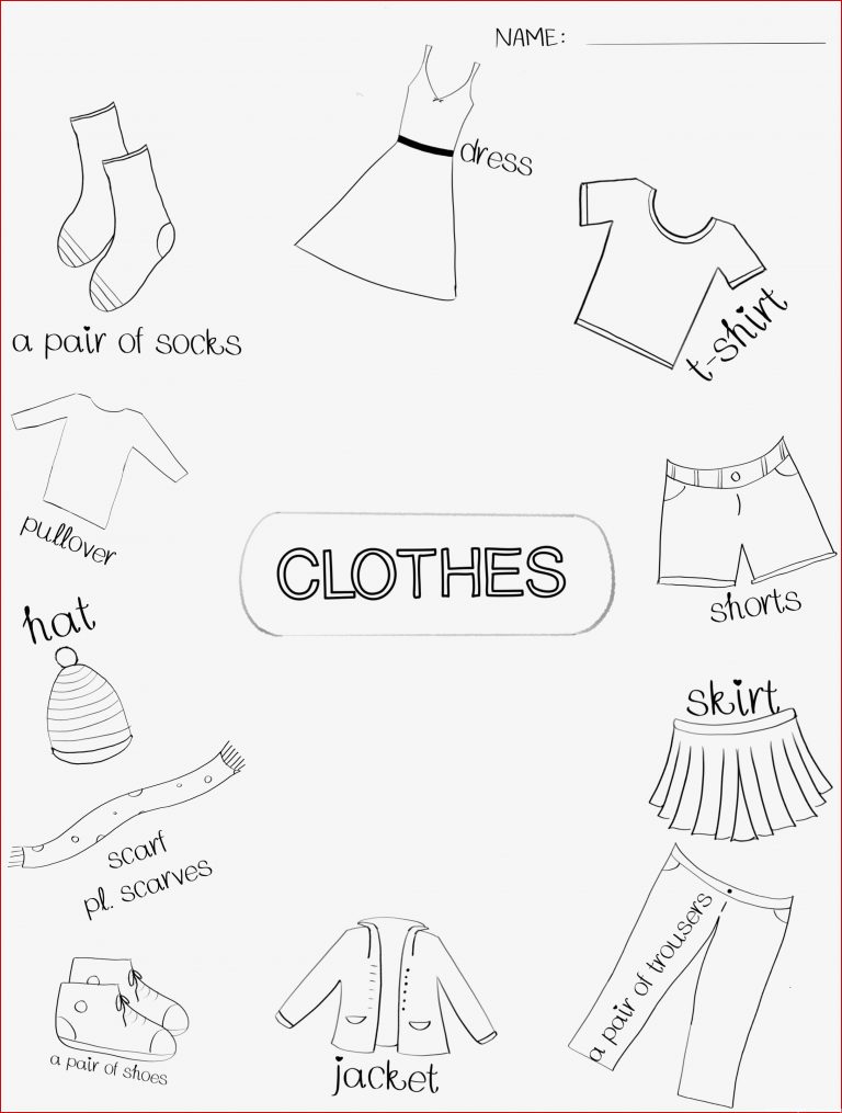 Englisch Clothes Arbeitsblätter Worksheets