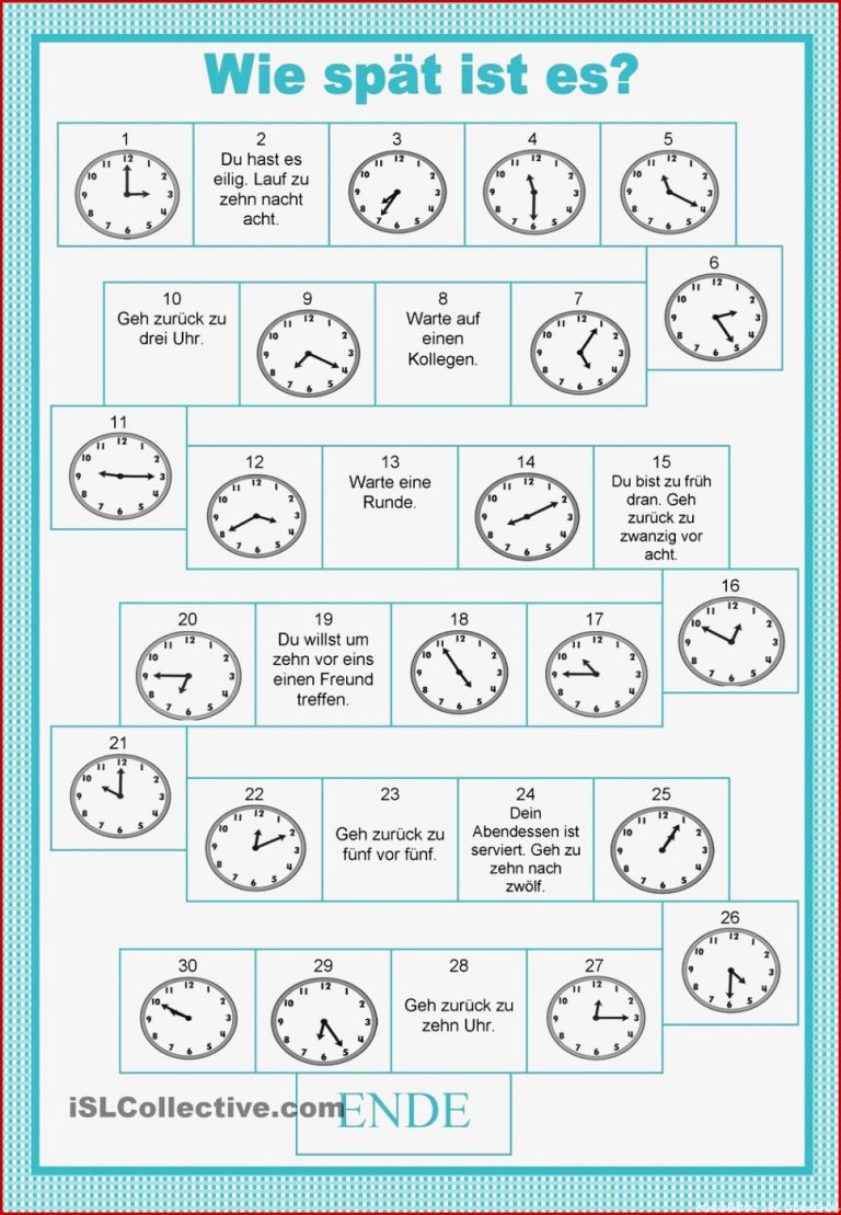 Englisch übungen Uhrzeiten Klasse 5 Arbeitsblätter Pdf