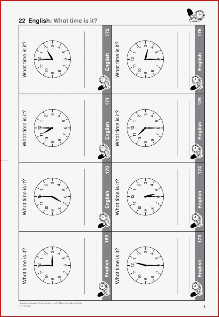 Englisch Uhrzeit Lernen 5 Klasse Arbeitsblätter englisch