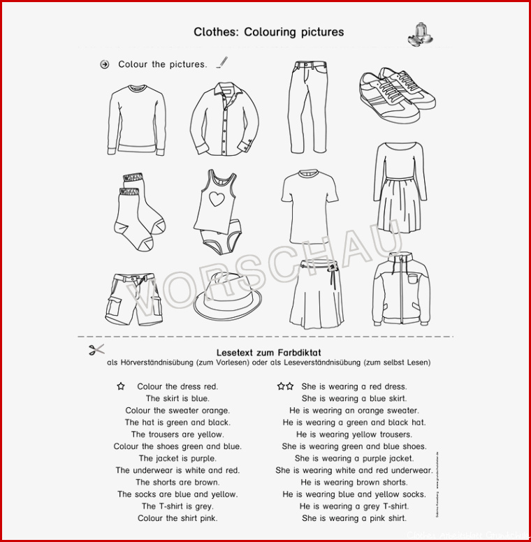 Englischmaterialien clothes