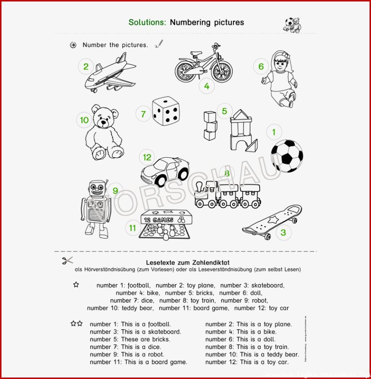 Englischmaterialien toys