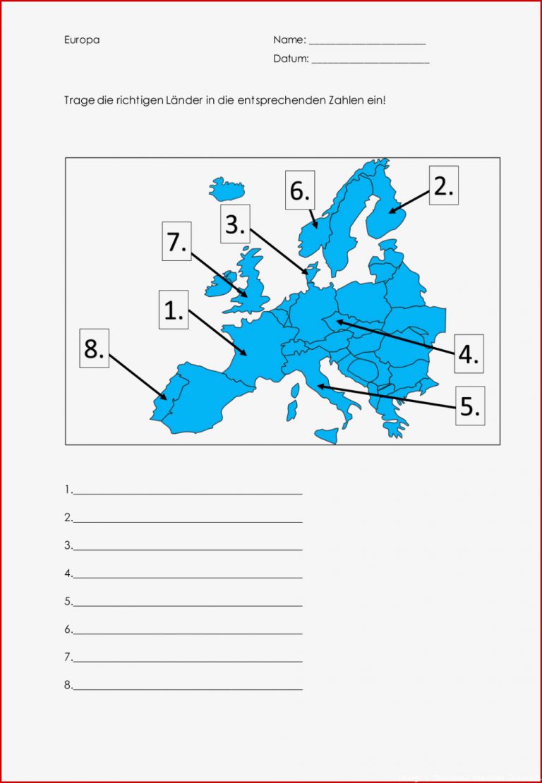 Erdkunde Europa Arbeitsblätter Worksheets