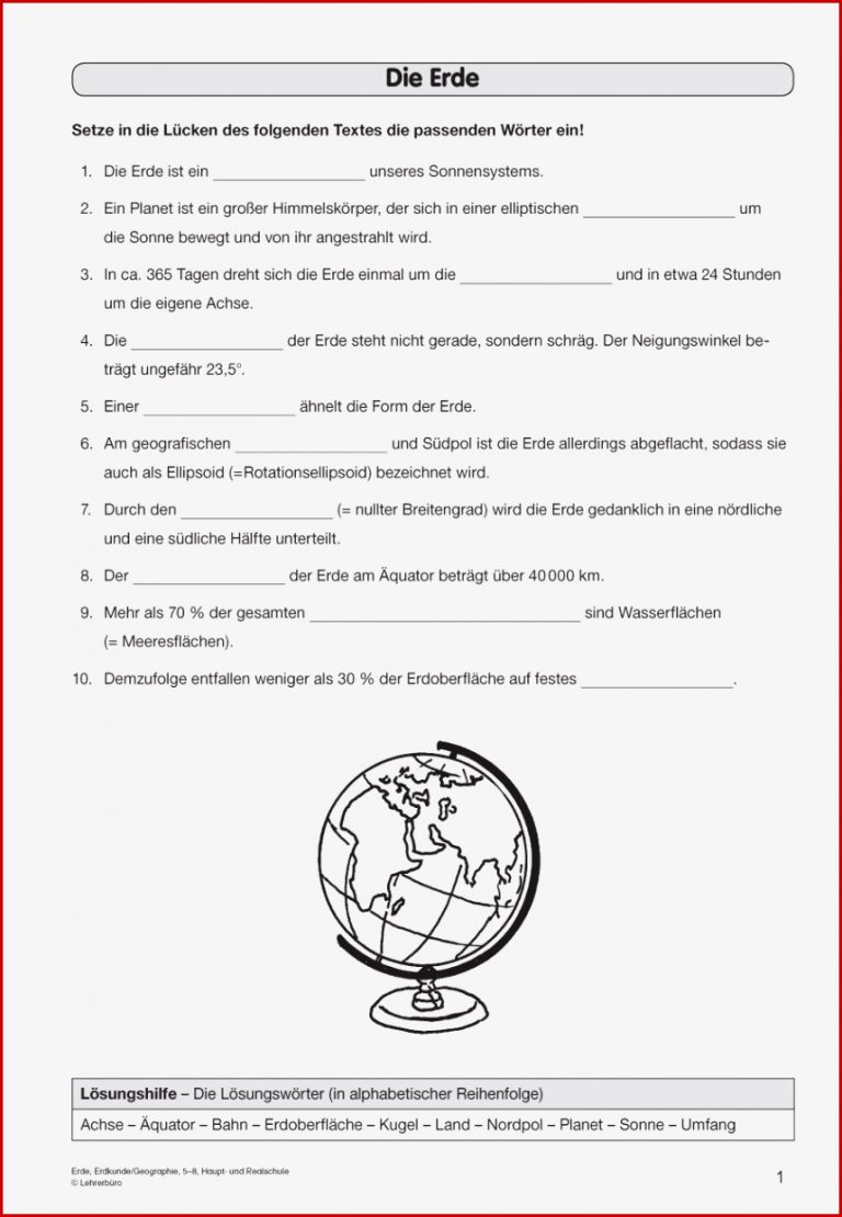 Erdkunde Geografie · Arbeitsblätter · Sekundarstufe I