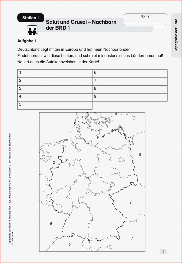 Erdkunde Geografie Inklusion · Arbeitsblätter