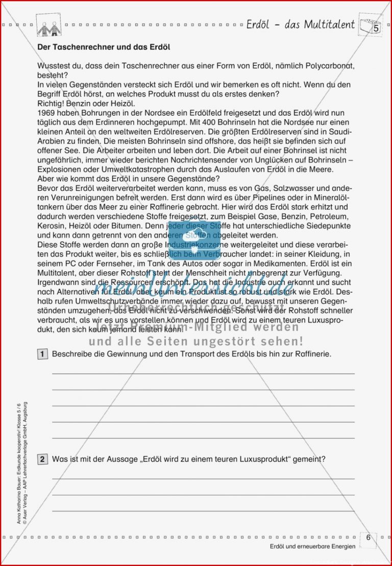 Erdkunde kooperativ Erdöl und erneuerbare Energien