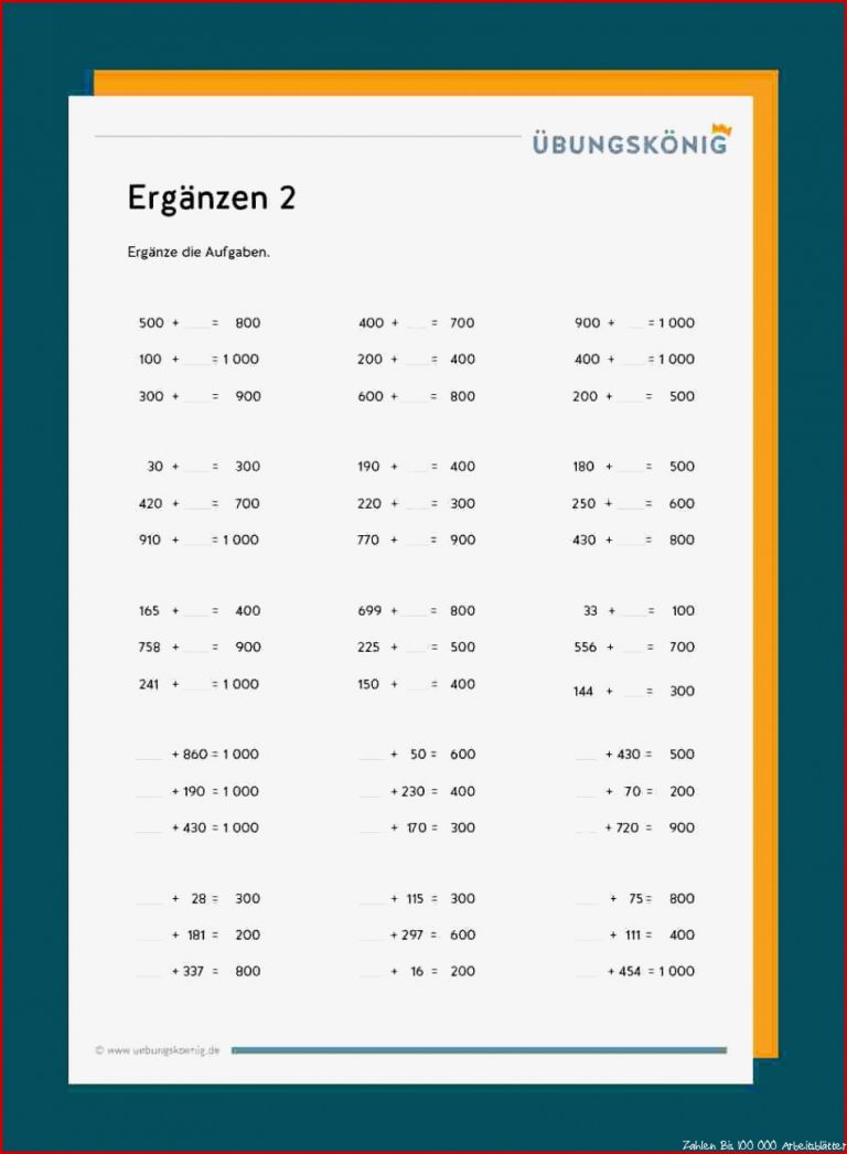 Ergänzen Bis 1 000