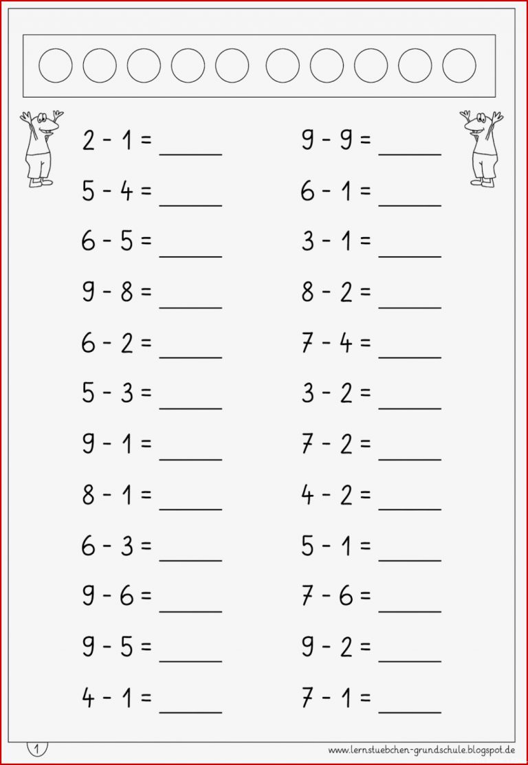 Erste Klasse Mathe Arbeitsblätter Worksheets