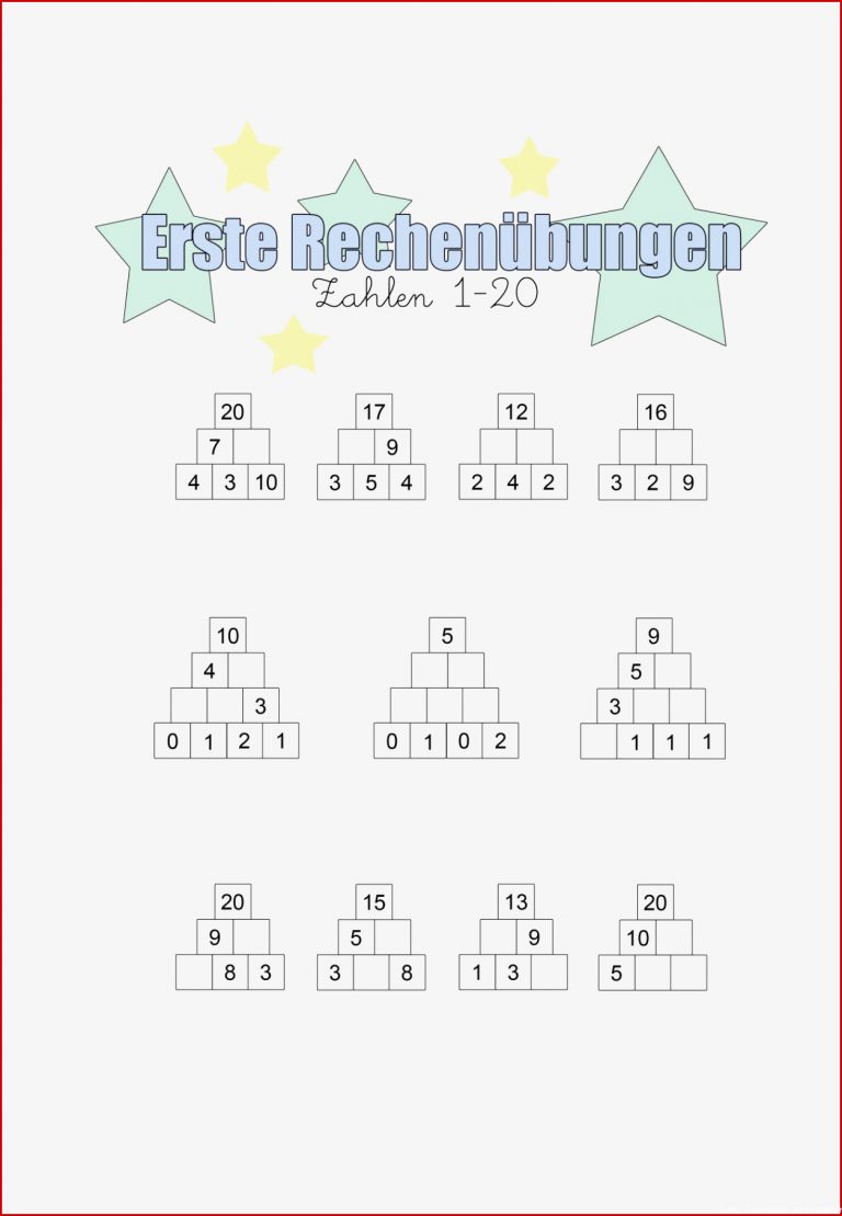 Erste Rechenübungen zum Ausdrucken Familinchen