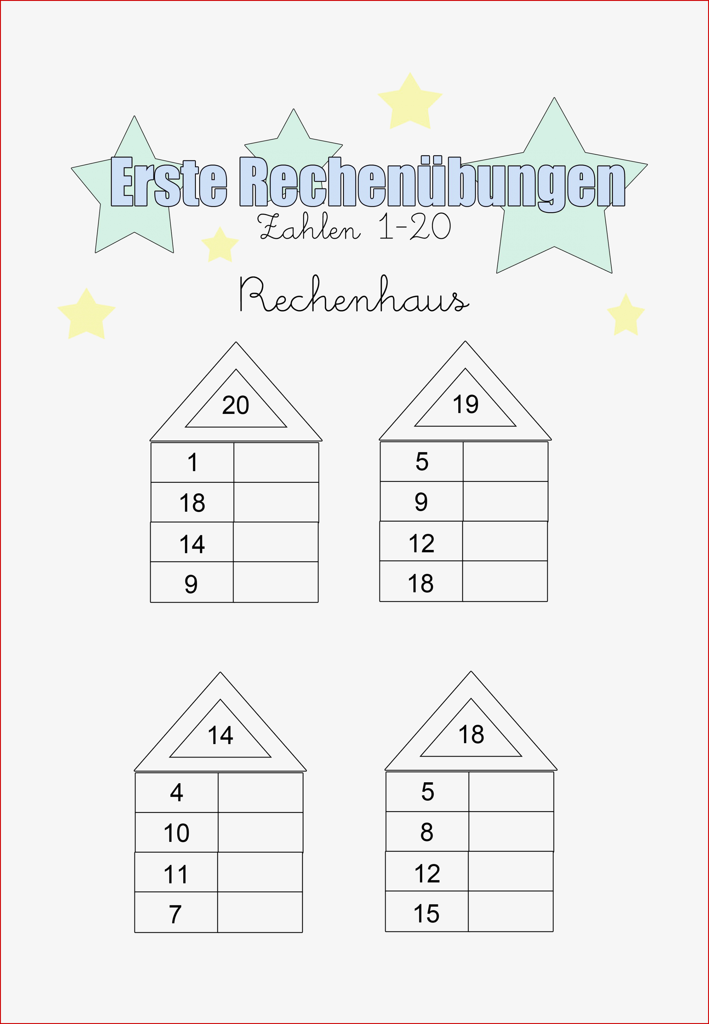 Erste Rechenübungen Zum Ausdrucken