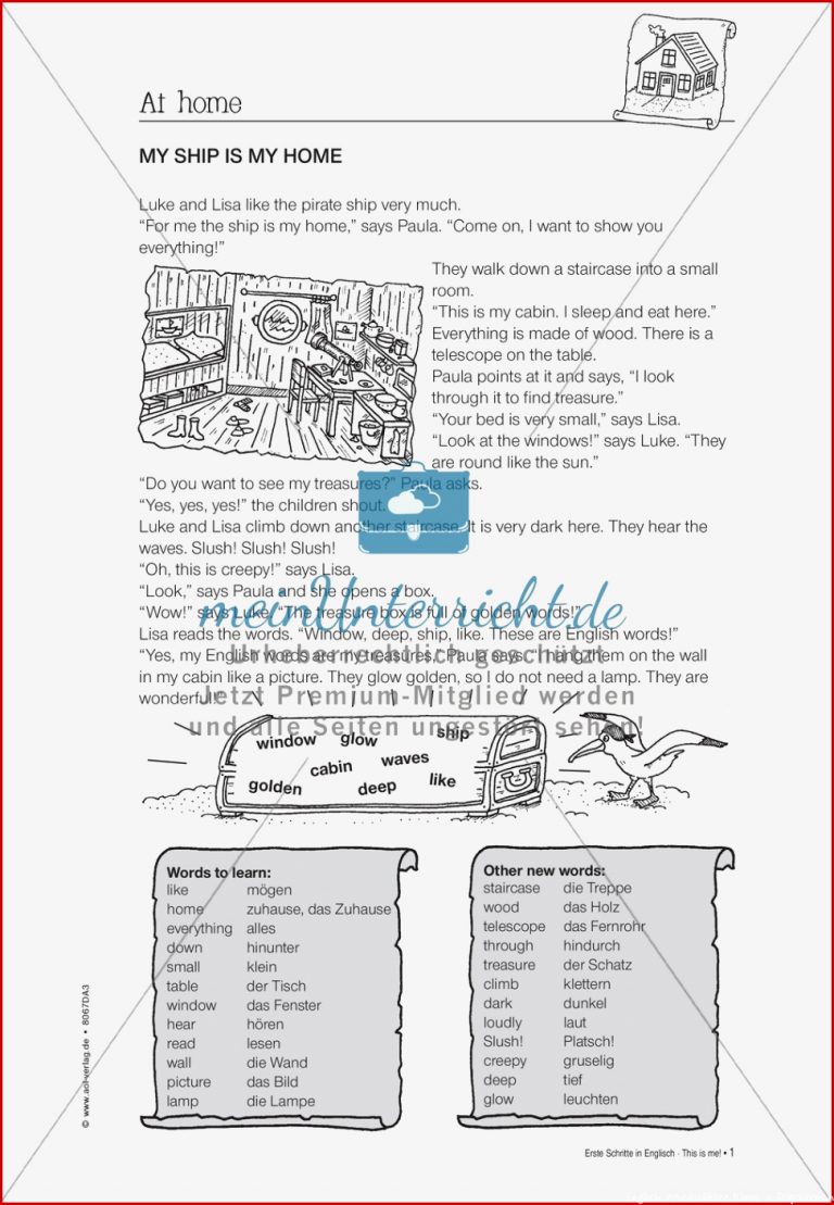 Erste Schritte in Englisch At home Übungen und Lösung