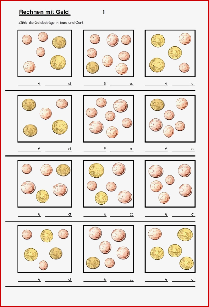 Erster Umgang Mit Geld Geldmünzen Zählen Euro Cent