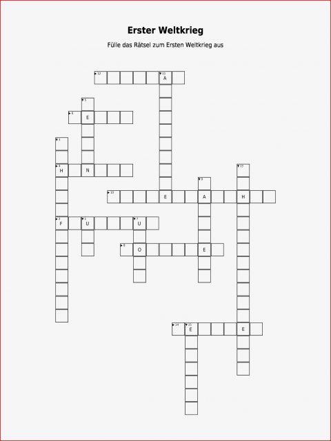 Erster Weltkrieg – Kreuzworträtsel