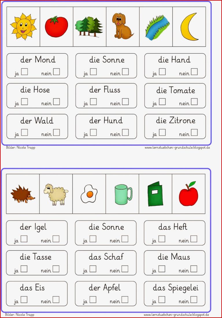 Erstlesen Lesen Lernen 1 Klasse Arbeitsblätter Kostenlos