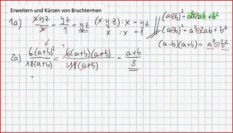 Erweitern und Kürzen von Bruchtermen mit AB und Lösungen