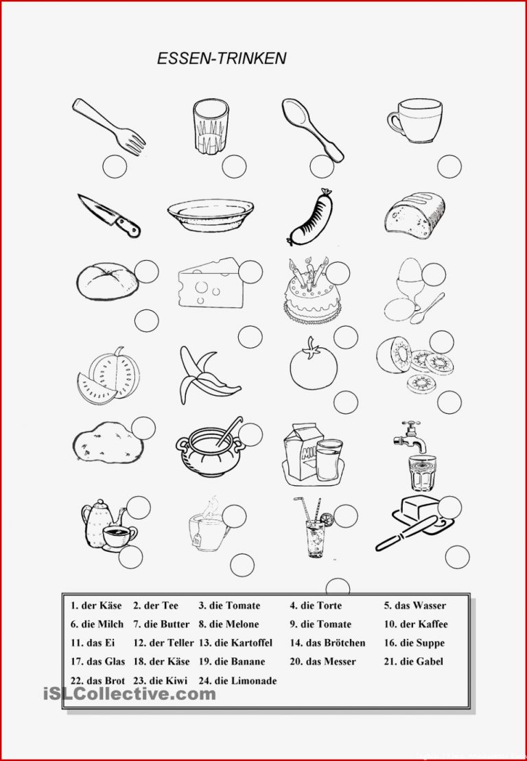 Essen- Trinken Arbeitsblatt - Kostenlose Daf ArbeitsblÃ¤tter ...