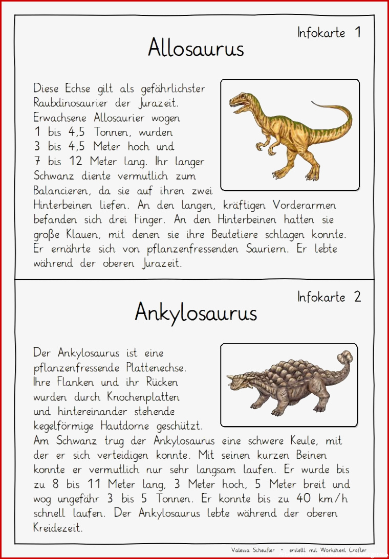 Eulenpost Kleine Dinosaurier Kartei