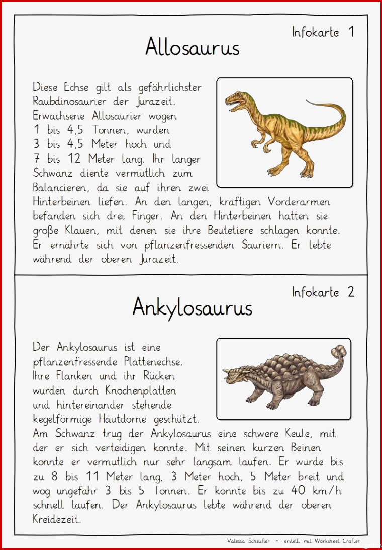 Eulenpost Kleine Dinosaurier Kartei