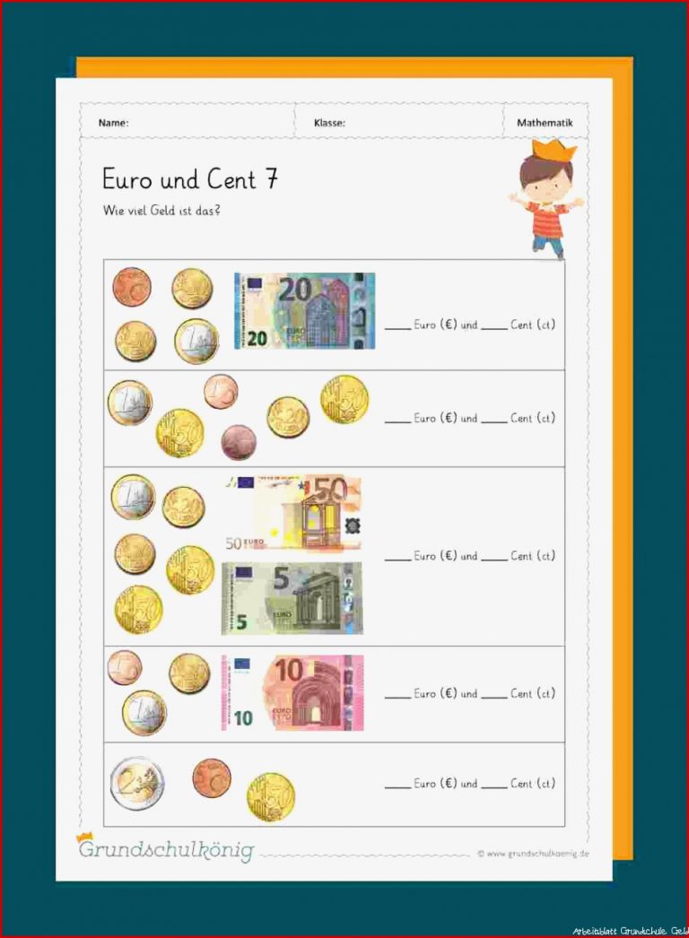 Euro Und Cent Umwandeln Dezimalzahlen Arbeitsblatt