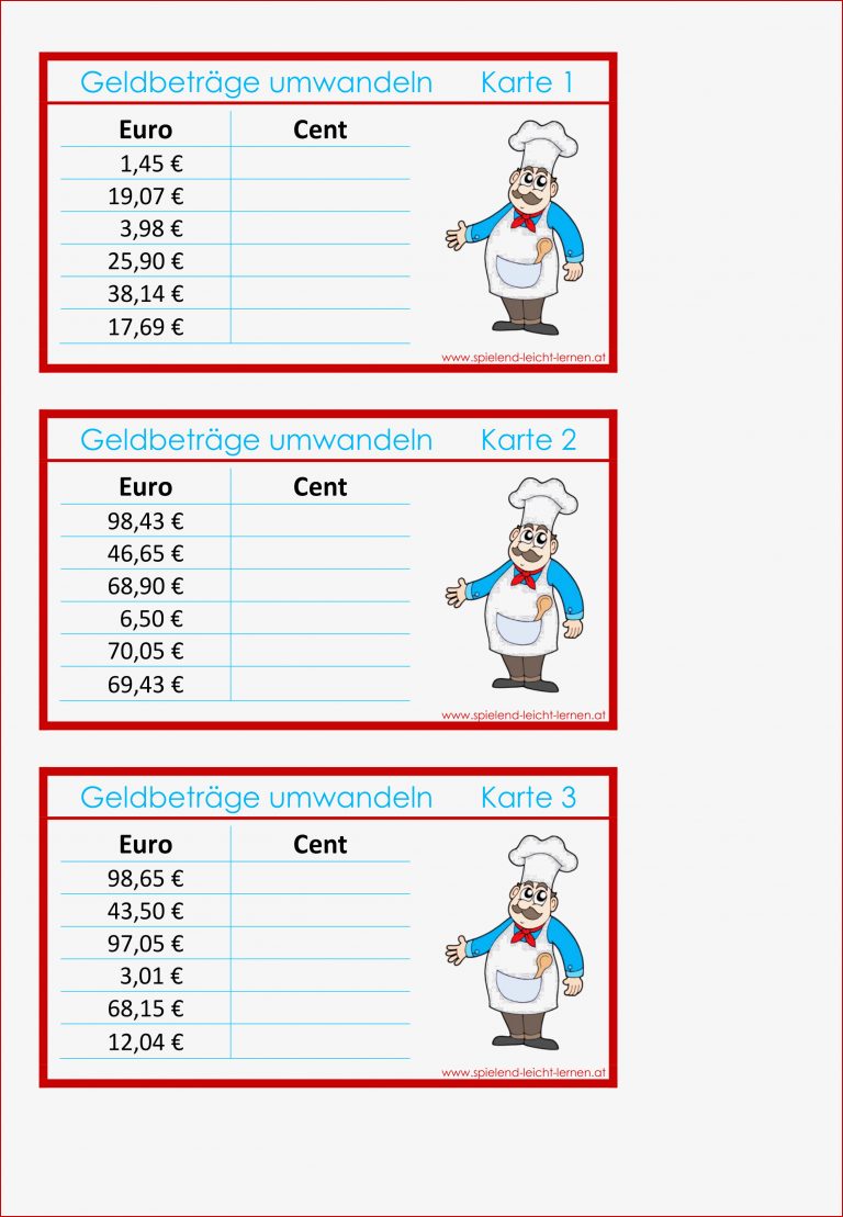 Euro Und Cent Umwandeln Dezimalzahlen Arbeitsblatt