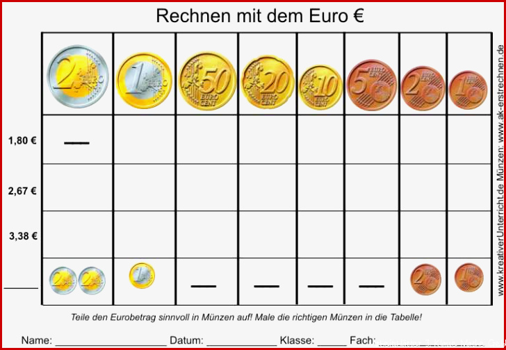 Eurobeträge in Münzen aufteilen
