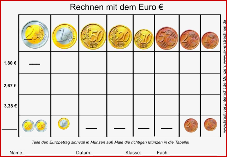 Eurobeträge In Münzen Aufteilen