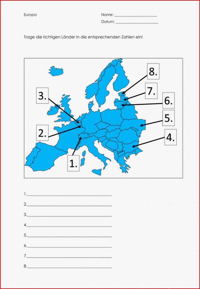 Europa Arbeitsblätter Klasse 6 Worksheets
