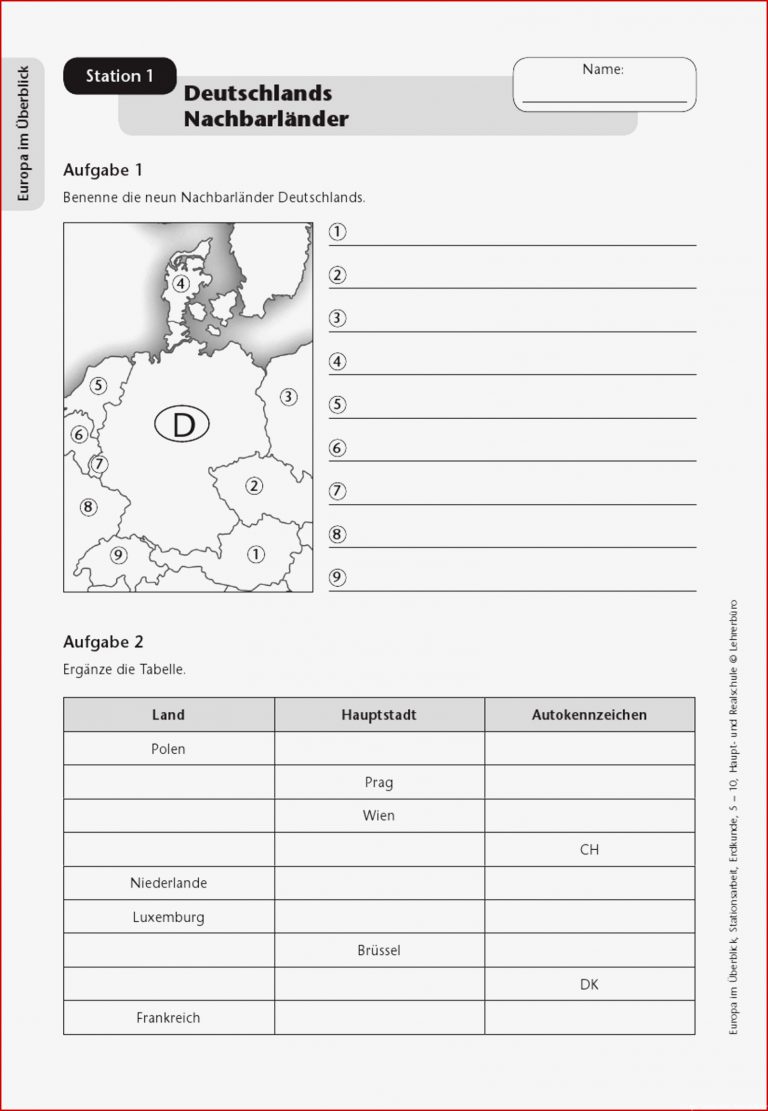 Europa · Arbeitsblätter · Sekundarstufe I · Lehrerbüro