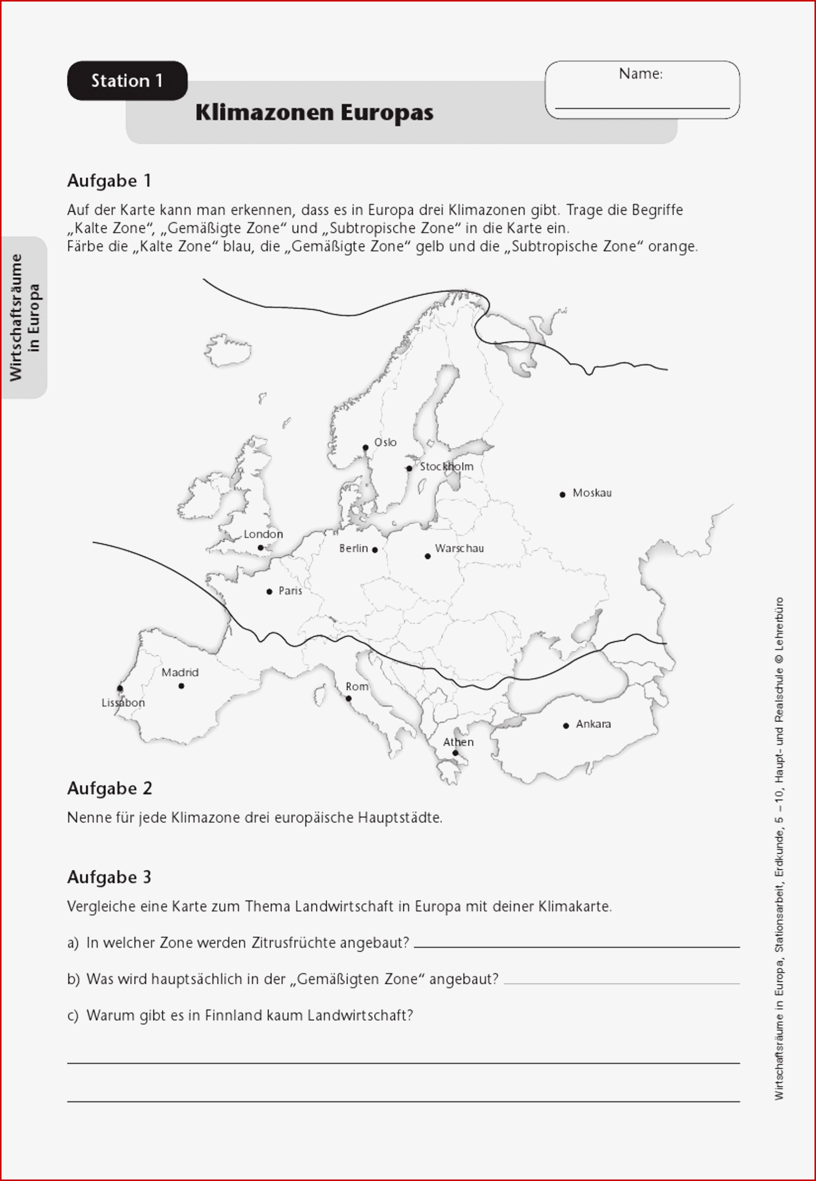 Europa · Arbeitsblätter · Sekundarstufe I · Lehrerbüro