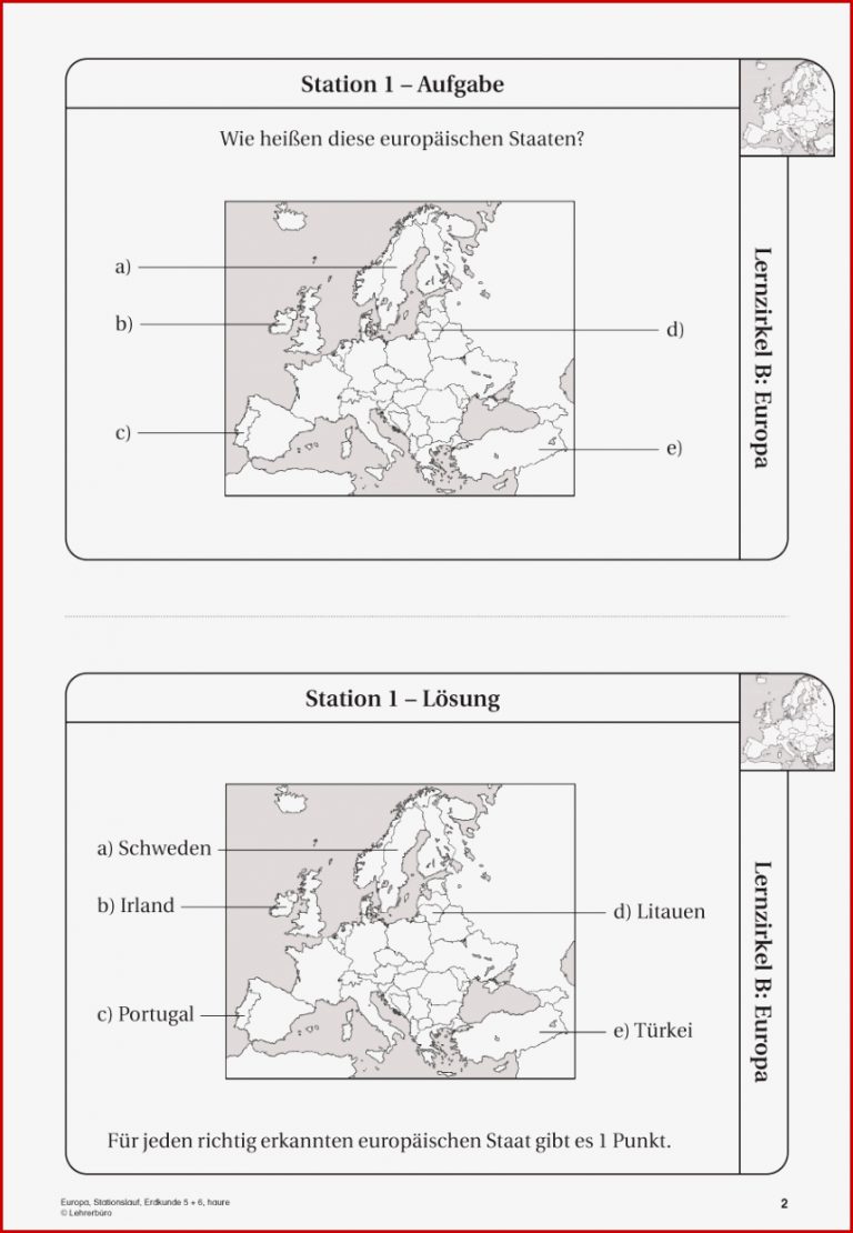 Europa · Arbeitsblätter · Sonderpädagogik · Lehrerbüro