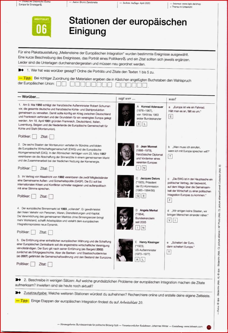 Europa für Einsteiger 20 Arbeitsblätter zur Europäischen Union