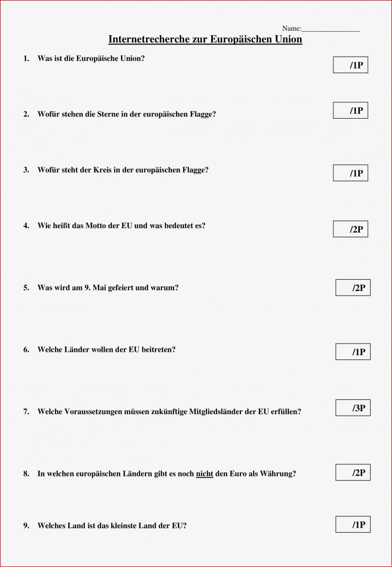 Europäische Union Arbeitsblätter Worksheets