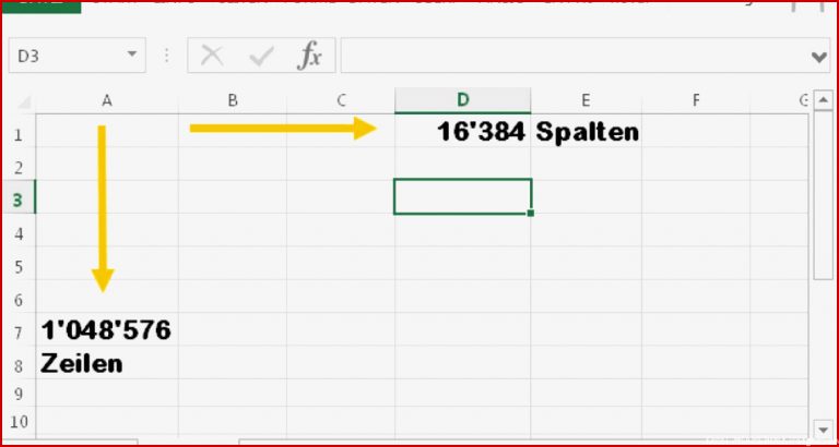 Excel Calc maximale Zeilen und Spaltenzahl pctipp