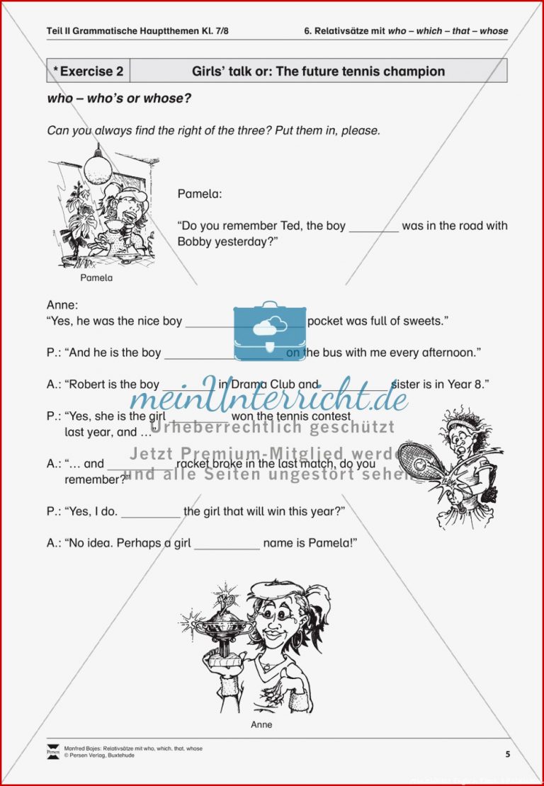 Exercises Relative Clauses   LÃ¶sungen - Meinunterricht