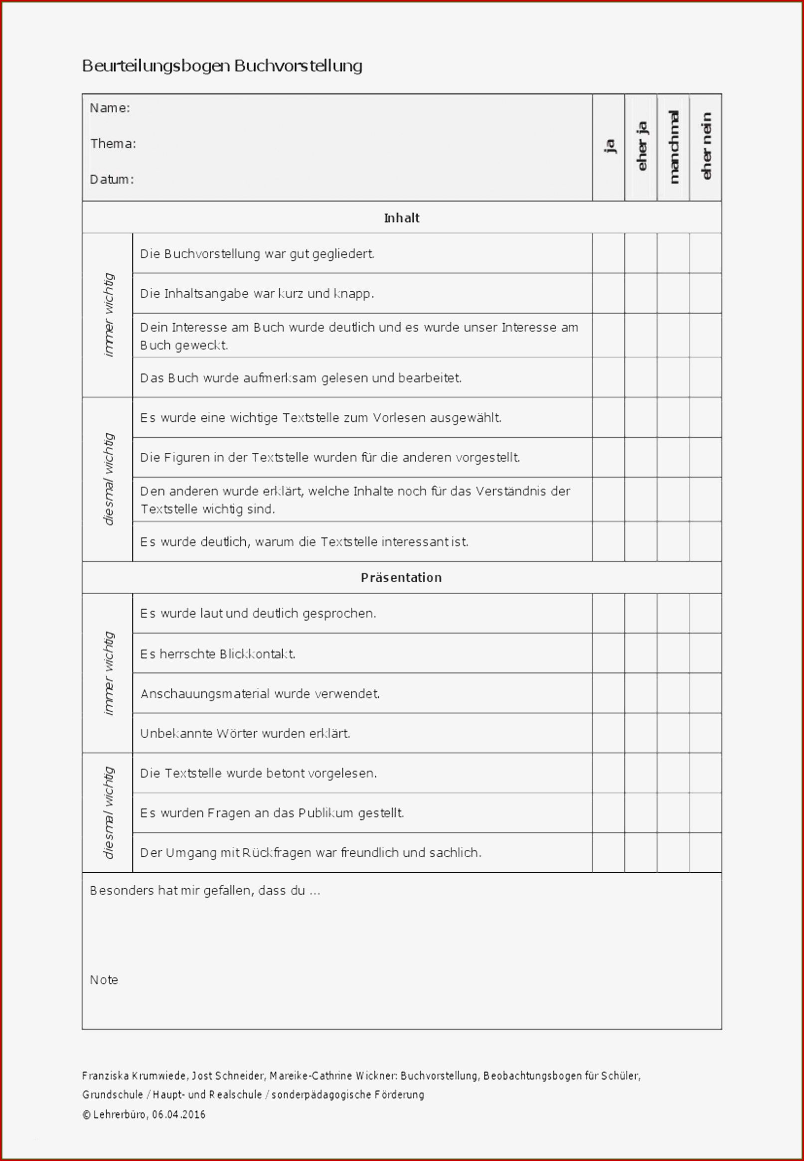 Fabelhaft Buchvorstellung Grundschule Arbeitsblatt