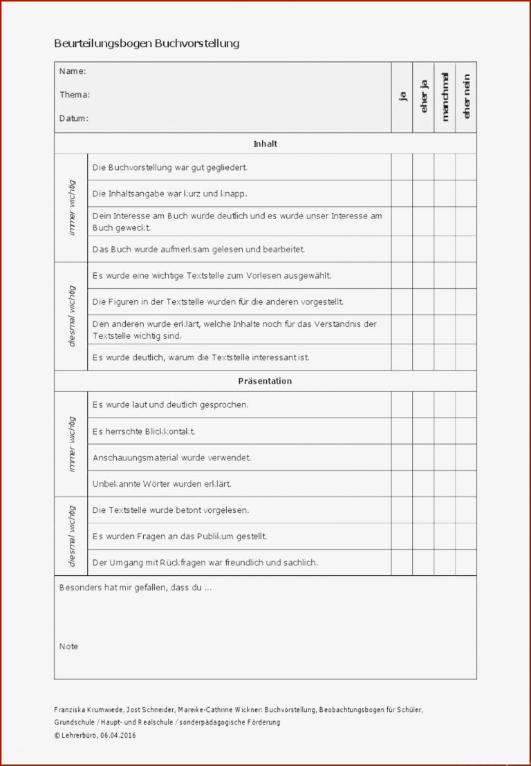 Fabelhaft Buchvorstellung Grundschule Arbeitsblatt