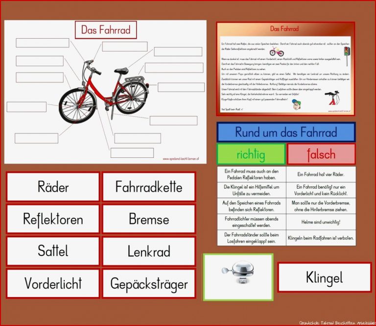 Fahrrad Grundschule Arbeitsblätter Worksheets