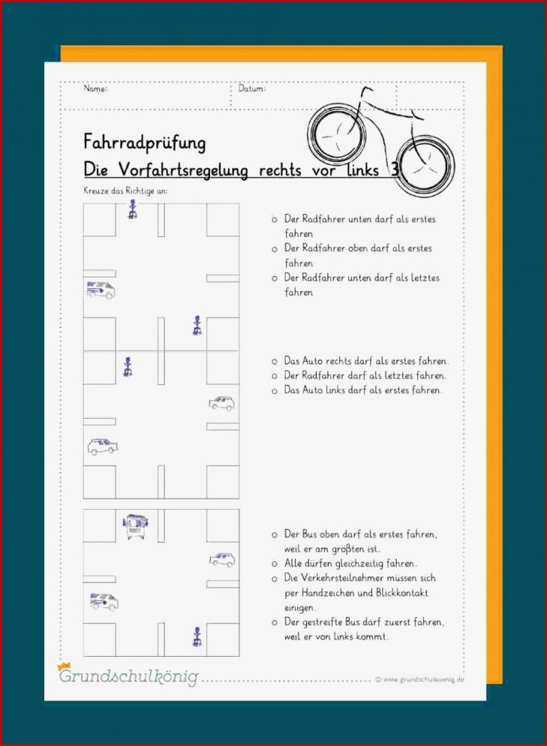 Fahrradprüfung Verkehrszeichen Grundschule Zum Ausdrucken