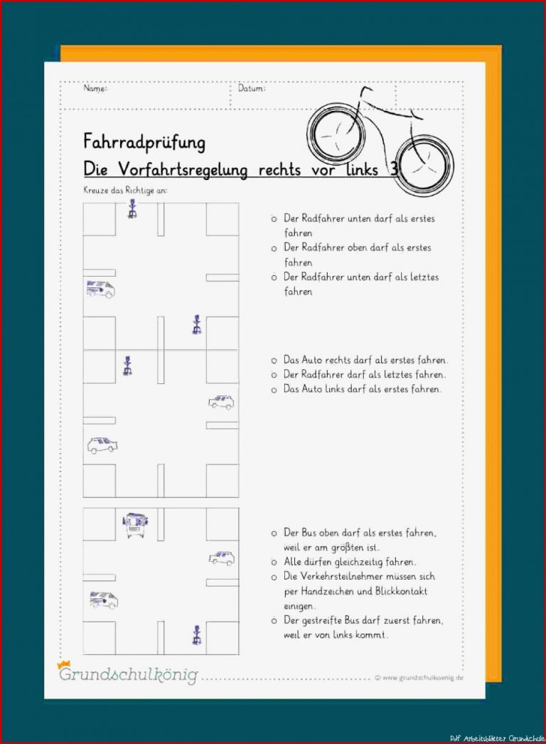 Fahrradprüfung Verkehrszeichen Grundschule Zum Ausdrucken