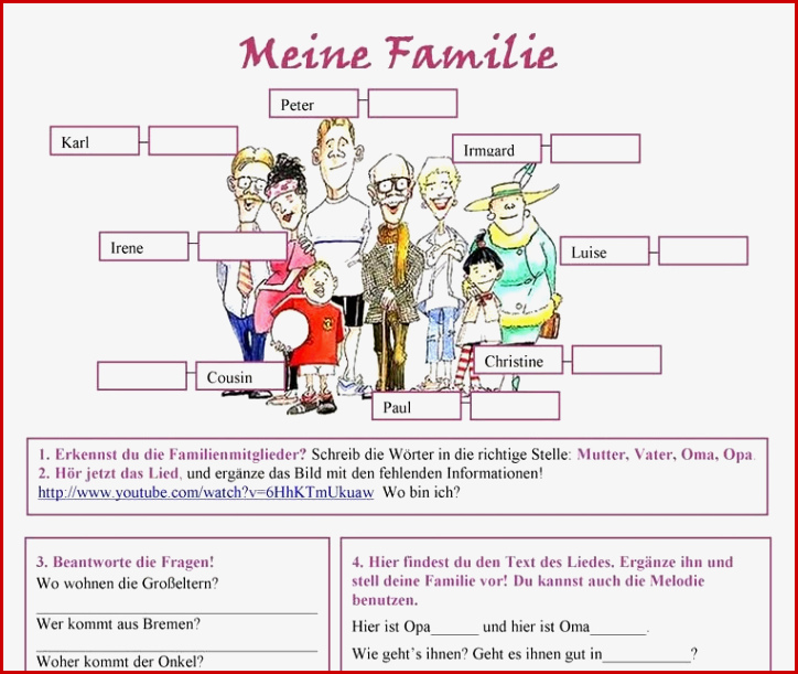 Familie Arbeitsblatt Margaret Pitts Schule